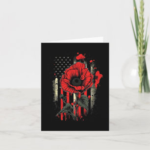 Memorial Day Red Poppy Flower American Flag Usa 4t Card