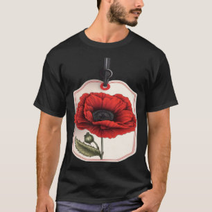 Memorial Day Red Poppy Flower Dog Tags USA Flag 4t T-Shirt