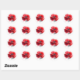 Memorial Day Red Poppy Remembrance Day Classic Round Sticker