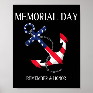 Memorial Day Remember and Honor America Flag Poster