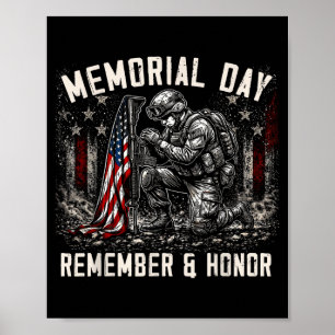 Memorial day remember and honor flag military poster