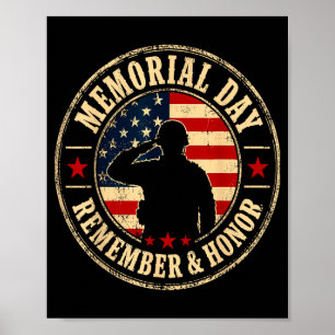 Memorial day remember and honor soldier salute poster