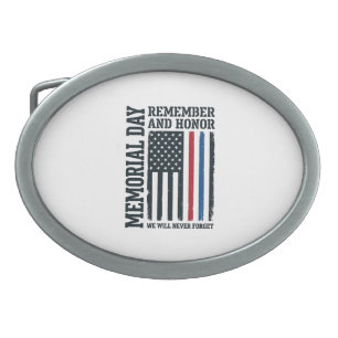 Memorial Day Remember And Honor Tribute Vector Des Belt Buckle