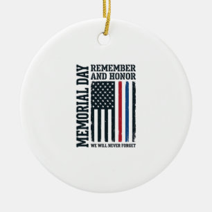 Memorial Day Remember And Honor Tribute Vector Des Ceramic Ornament