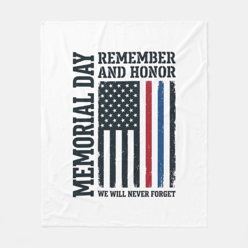 Memorial Day Remember And Honor Tribute Vector Des Fleece Blanket