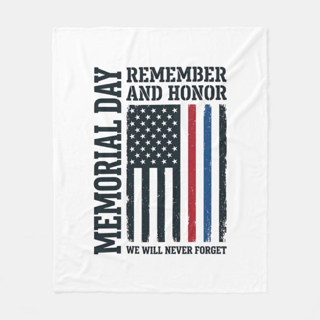 Memorial Day Remember And Honor Tribute Vector Des Fleece Blanket (Front)