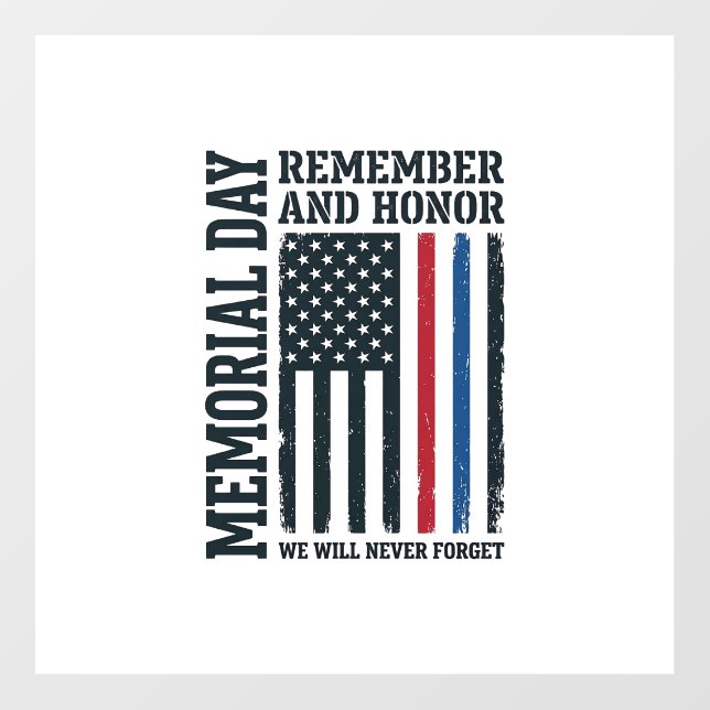 Memorial Day Remember And Honor Tribute Vector Des Floor Decals (Front)