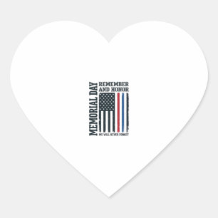 Memorial Day Remember And Honor Tribute Vector Des Heart Sticker