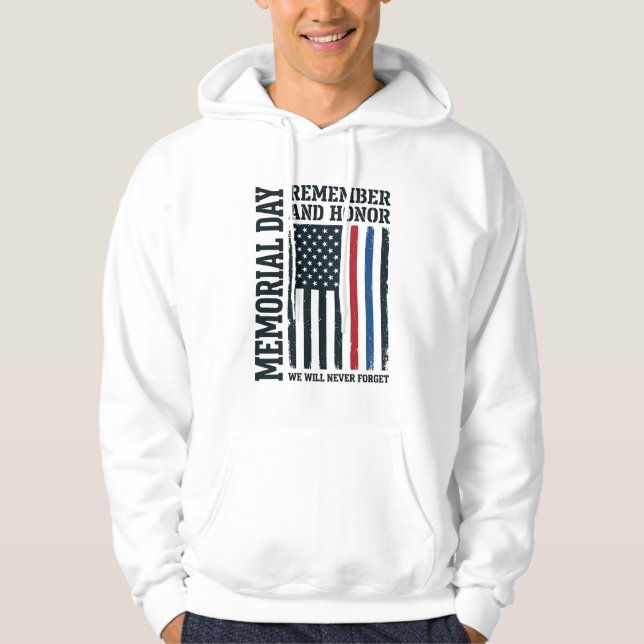 Memorial Day Remember And Honor Tribute Vector Des Hoodie (Front)