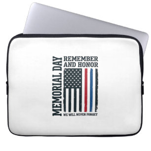 Memorial Day Remember And Honor Tribute Vector Des Laptop Sleeve