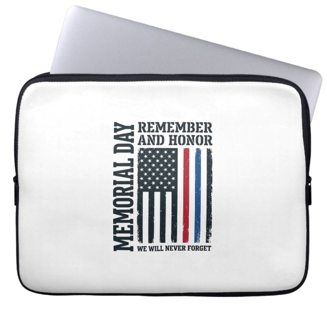 Memorial Day Remember And Honor Tribute Vector Des Laptop Sleeve (Front)