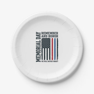 Memorial Day Remember And Honor Tribute Vector Des Paper Plates