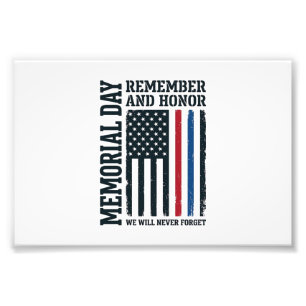 Memorial Day Remember And Honor Tribute Vector Des Photo Print