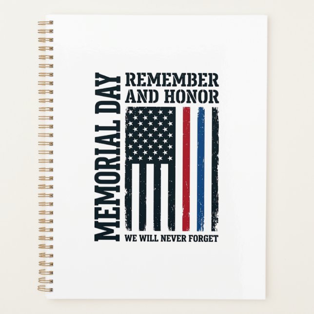 Memorial Day Remember And Honor Tribute Vector Des Planner (Front)