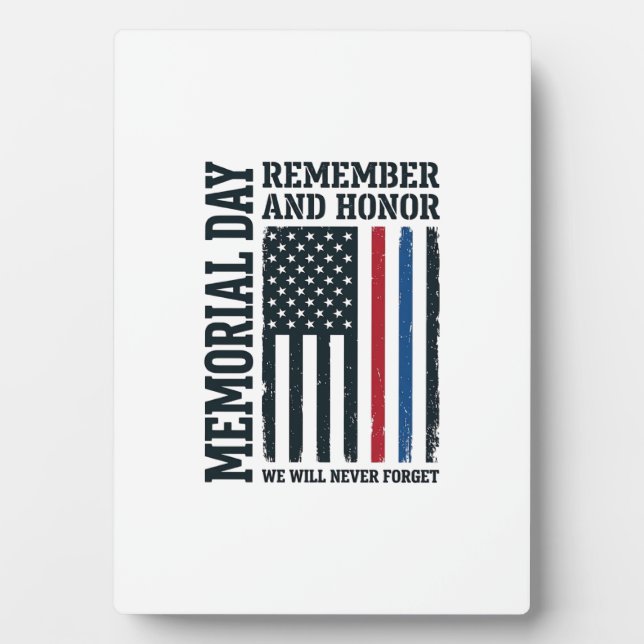 Memorial Day Remember And Honor Tribute Vector Des Plaque (Front)