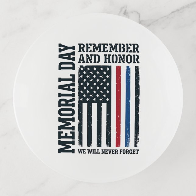 Memorial Day Remember And Honor Tribute Vector Des Trinket Tray (Front)