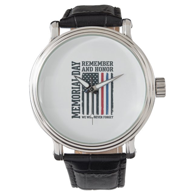 Memorial Day Remember And Honor Tribute Vector Des Watch (Front)