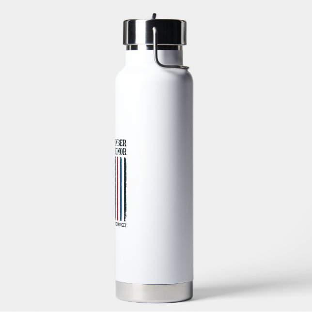 Memorial Day Remember And Honor Tribute Vector Des Water Bottle (Left)