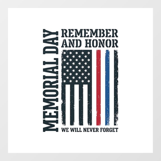 Memorial Day Remember And Honor Tribute Vector Des Window Cling (Sheet)