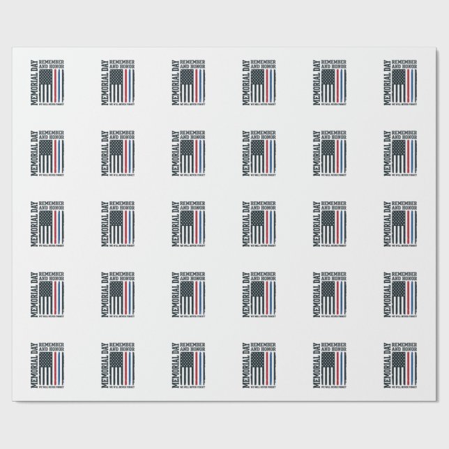 Memorial Day Remember And Honor Tribute Vector Des Wrapping Paper (Flat)