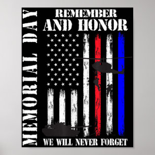 Memorial Day Remember Honor Never Forget Veteran U Poster