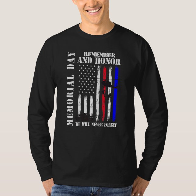 Memorial Day Remember Honor Never Forget Veteran U T-Shirt (Front)