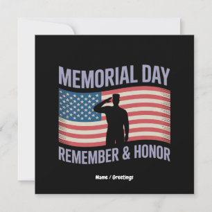 Memorial Day Remember & Honor Patriotic USA Flag Invitation
