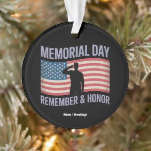 Memorial Day Remember & Honor Patriotic USA Flag Ornament