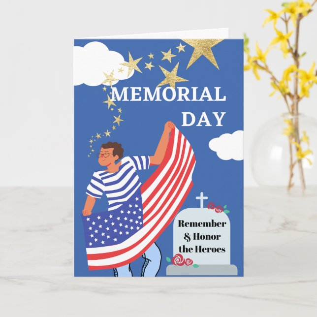 Memorial Day Remember Honor the Heroes  Card (Yellow Flower)