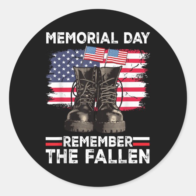 Memorial Day Remember The Fallen  Classic Round Sticker (Front)