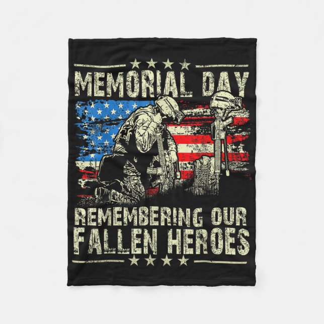 Memorial Day Remember The Fallen Veteran Military  Fleece Blanket (Front)