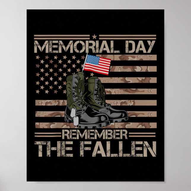 Memorial Day Remember The Fallen Veteran Military  Poster (Front)