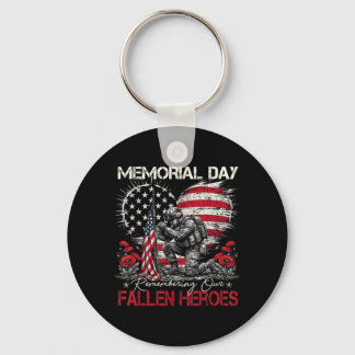 Memorial Day Remembering Fallen Heroes Flag Keychain