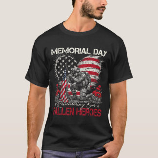 Memorial Day Remembering Fallen Heroes Flag T-Shirt