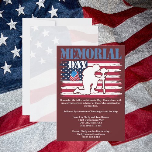 Memorial Day Remembrance of Fallen Flag Cookout Invitation