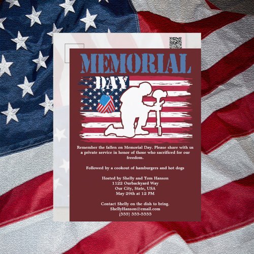 Memorial Day Remembrance of Fallen Flag Cookout Postcard