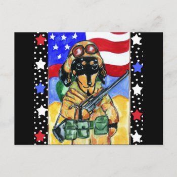 Memorial Day Soldier Dachshund Postcard by Dachshunds_by_Joanne at Zazzle