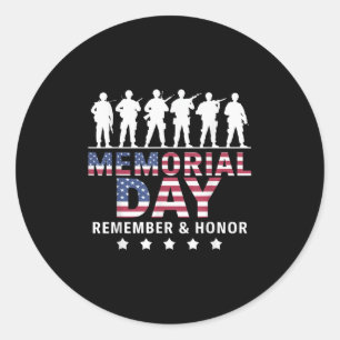 Memorial Day Soldiers Usa Flag Remember Honor Free Classic Round Sticker