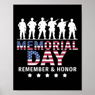 Memorial Day Soldiers Usa Flag Remember Honor Free Poster