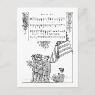 Memorial Day Song and Soldiers Postcard