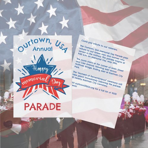 Memorial Day Star Flag Our Town Annual Parade Invitation