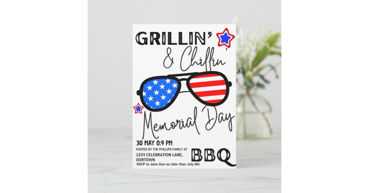 Memorial Day Sunglass Backyard BBQ Invitation