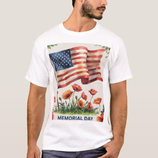 Memorial Day T-Shirt Patriotic USA Flag Shirt 