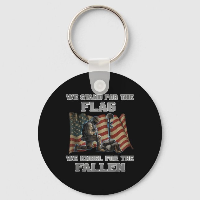 Memorial Day Tee - We Stand For The Flag We Kneel  Keychain (Front)