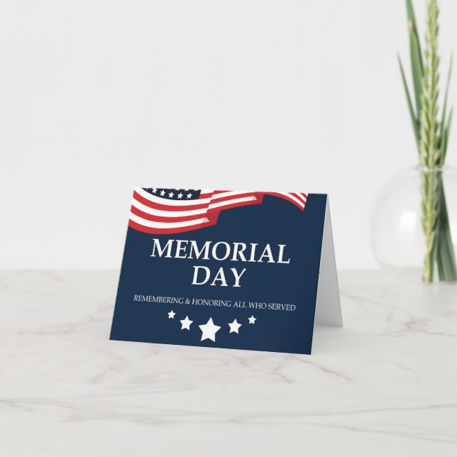 Memorial Day, USA Flag Letterpress Thank You Card (Front)