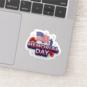 Memorial Day USA Flag Patriotic Soldier Poppy      Sticker