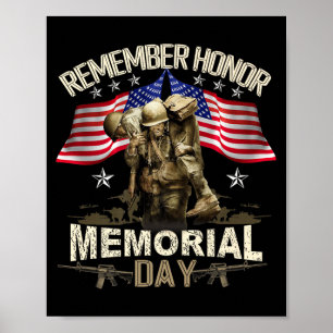 Memorial Day USA Flag Remember Honor Patriot Men Poster