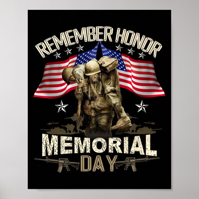 Memorial Day USA Flag Remember Honor Patriot Men Poster (Front)