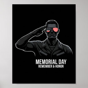 Memorial Day USA Flag Remember Honor Premium Poster