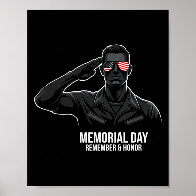 Memorial Day USA Flag Remember Honor Premium Poster (Front)